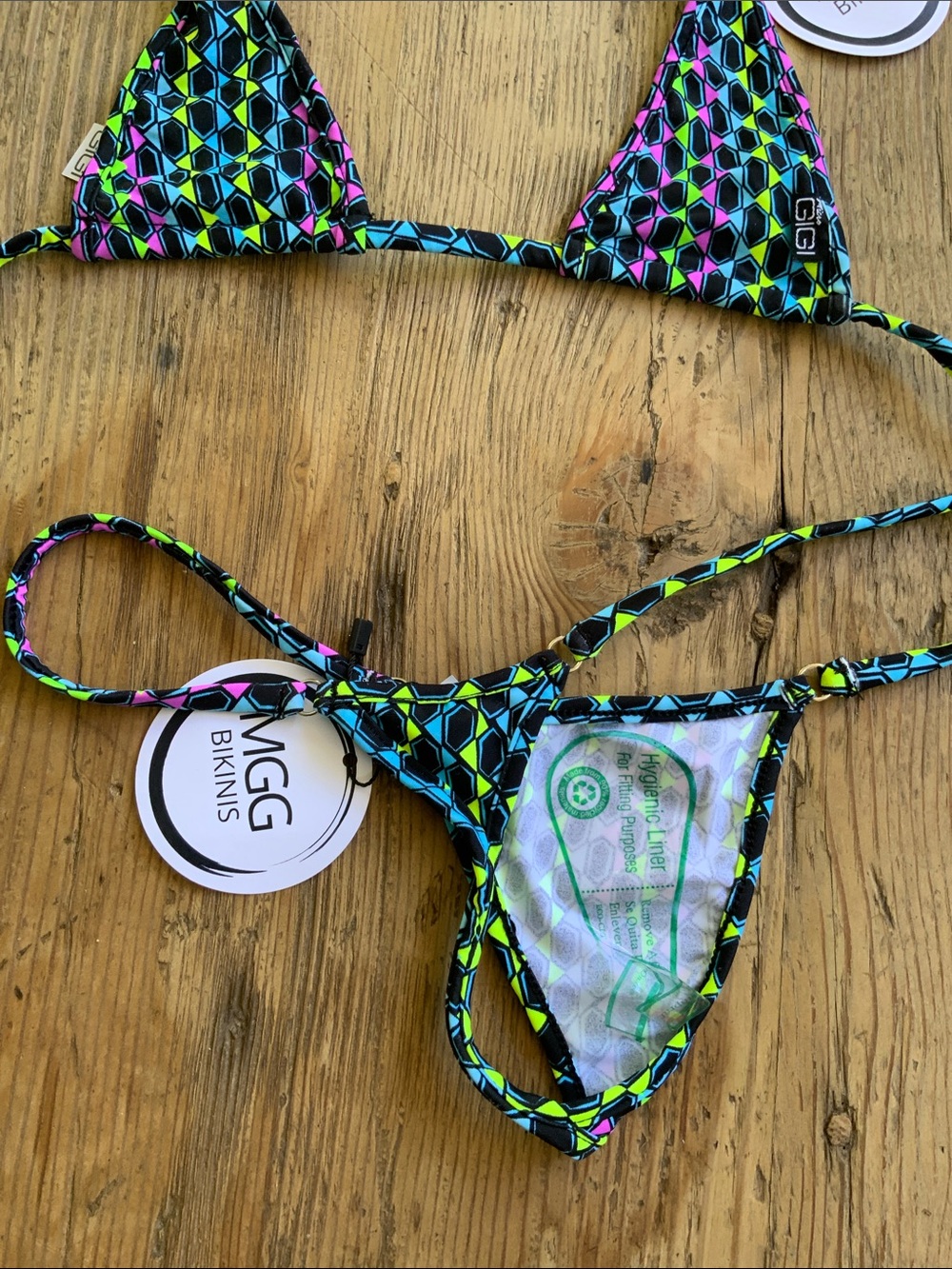 Neon Multi-Color Triangle String Bikini - Picture 4 of 5